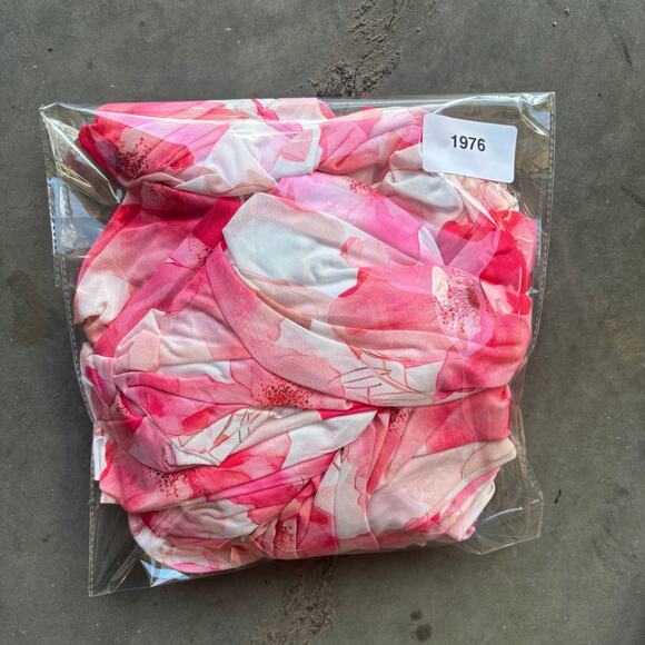 Cameo Ruched Mesh One Shoulder Maxi Dress Women's L Fuschia Floral Print - Picture 12 of 12